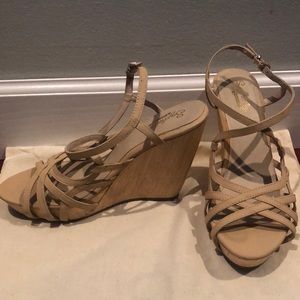 Seychelles Nude Strappy Wedges Size 8